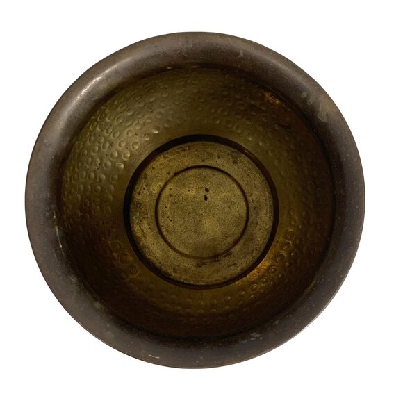 VTG Patina Hand-Hammered Brass Bowl Planter Pot Spittoon Decorative Accent Piece - Picture 3 of 12